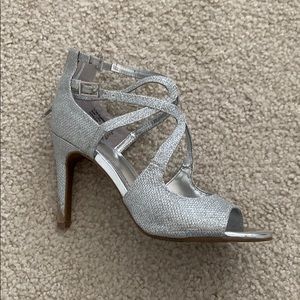 silver sparkly heels